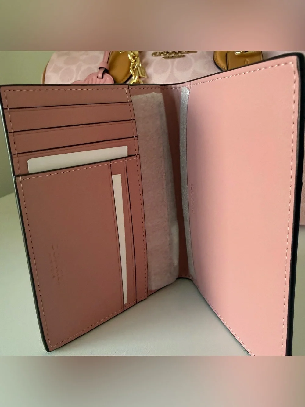 Coach Large Powder Pink Rowan with Matching Pink Wallets and Passport holder - Picture 13 of 15